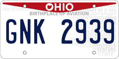 OH license plate GNK2939