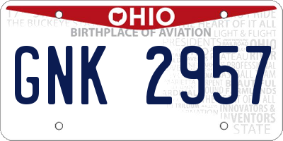OH license plate GNK2957