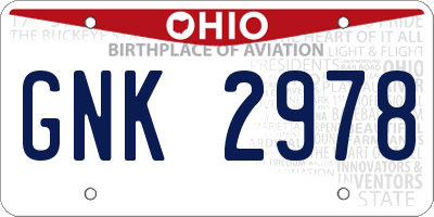 OH license plate GNK2978