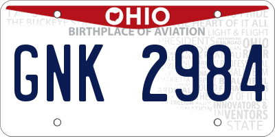 OH license plate GNK2984