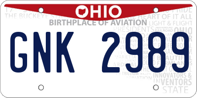 OH license plate GNK2989