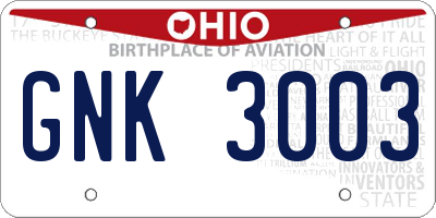 OH license plate GNK3003