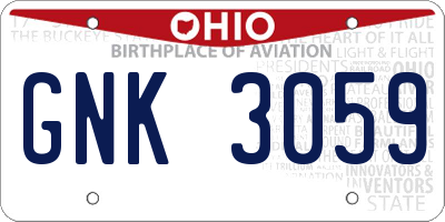 OH license plate GNK3059