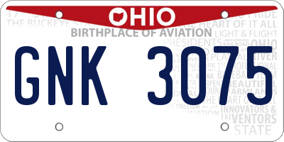 OH license plate GNK3075
