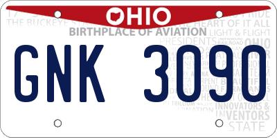 OH license plate GNK3090