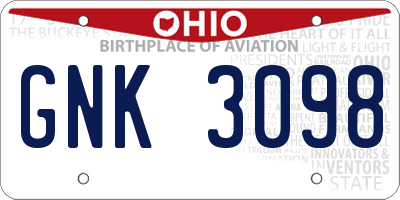 OH license plate GNK3098