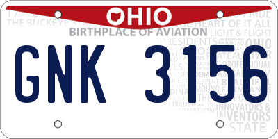 OH license plate GNK3156