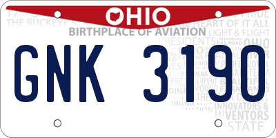 OH license plate GNK3190