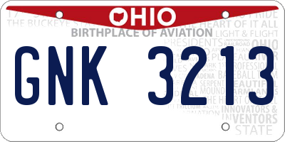 OH license plate GNK3213