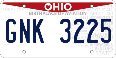 OH license plate GNK3225