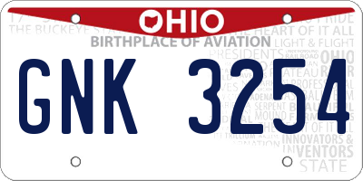 OH license plate GNK3254