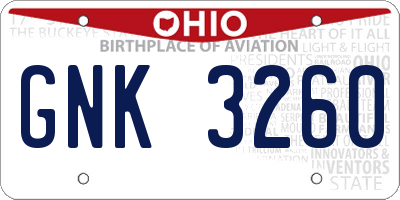 OH license plate GNK3260
