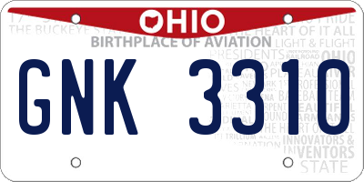 OH license plate GNK3310