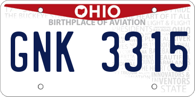 OH license plate GNK3315