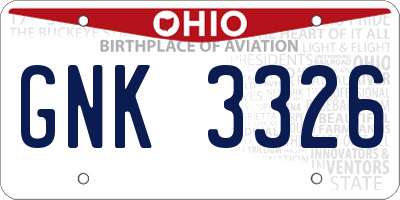OH license plate GNK3326