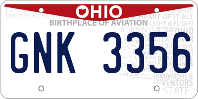 OH license plate GNK3356
