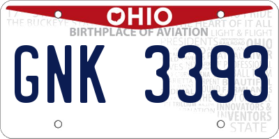 OH license plate GNK3393