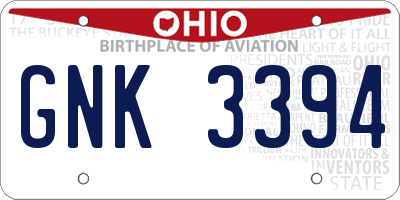 OH license plate GNK3394