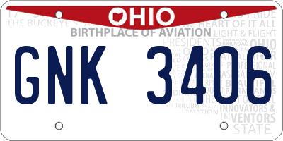 OH license plate GNK3406