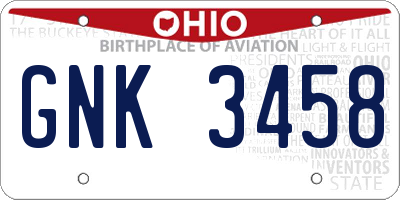 OH license plate GNK3458