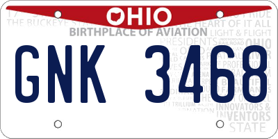 OH license plate GNK3468