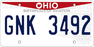 OH license plate GNK3492