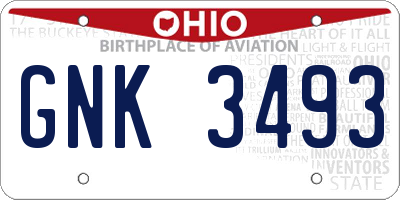 OH license plate GNK3493
