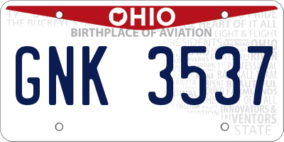 OH license plate GNK3537