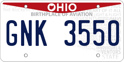 OH license plate GNK3550