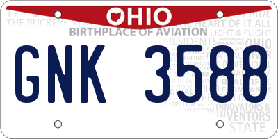 OH license plate GNK3588