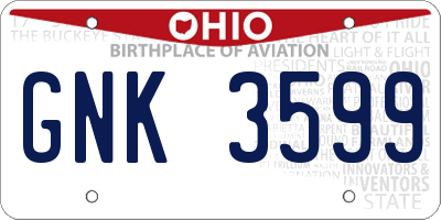 OH license plate GNK3599