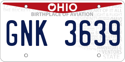 OH license plate GNK3639