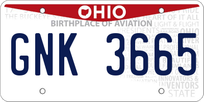 OH license plate GNK3665