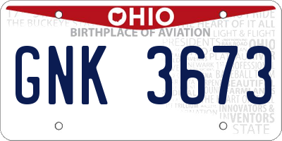 OH license plate GNK3673