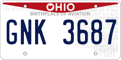 OH license plate GNK3687