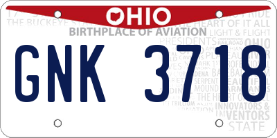 OH license plate GNK3718
