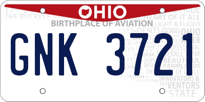 OH license plate GNK3721