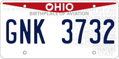 OH license plate GNK3732
