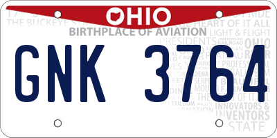 OH license plate GNK3764