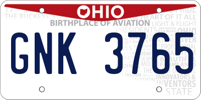 OH license plate GNK3765
