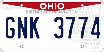 OH license plate GNK3774
