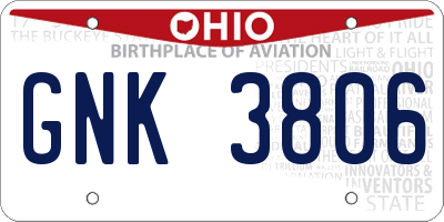 OH license plate GNK3806