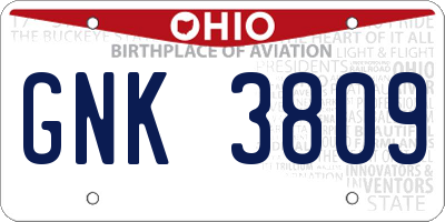 OH license plate GNK3809