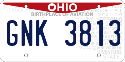 OH license plate GNK3813