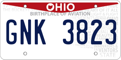 OH license plate GNK3823