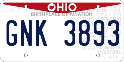 OH license plate GNK3893