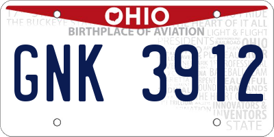 OH license plate GNK3912