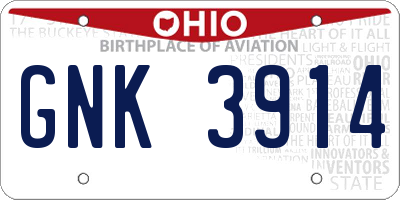 OH license plate GNK3914