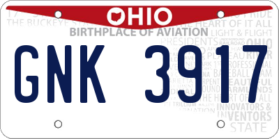 OH license plate GNK3917