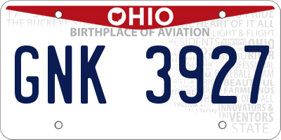 OH license plate GNK3927